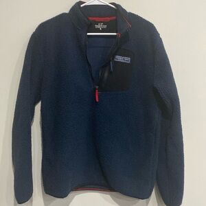 Vineyard vines men’s navy blue fleece pull over quarter zip